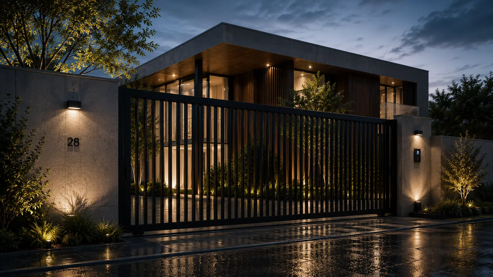 Automatic gate system, electric gate and gate motor installation