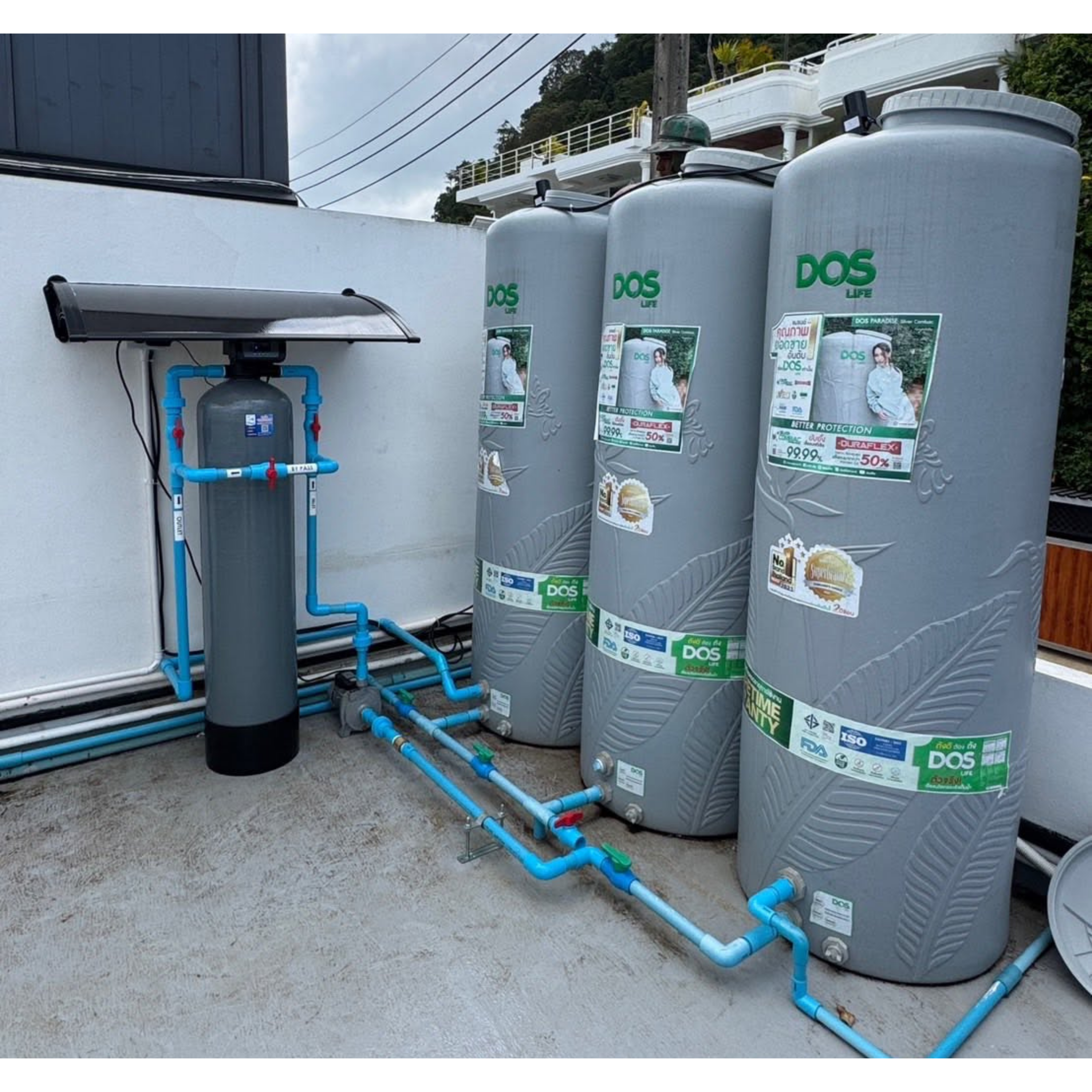 Commercial water filtration installation